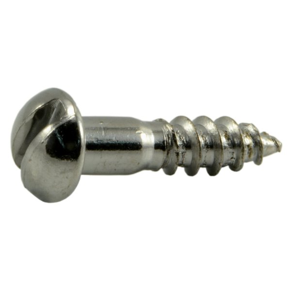 Midwest Fastener Wood Screw, #6, 5/8 in, Chrome Steel Round Head Slotted Drive, 60 PK 62182